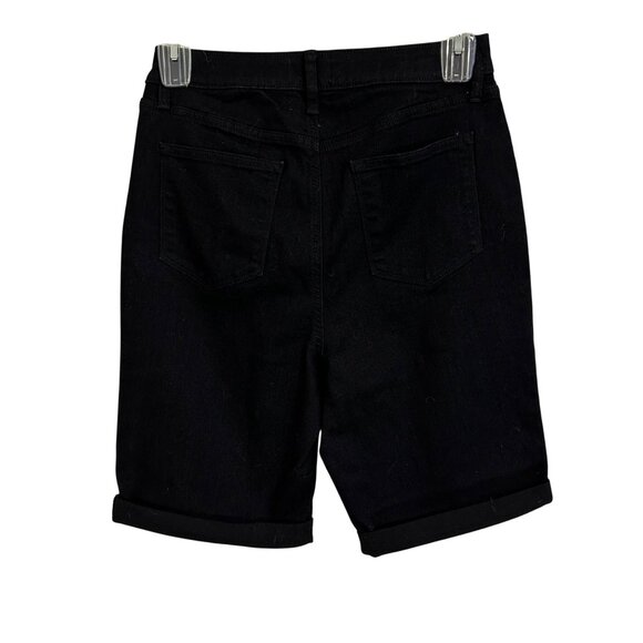 Sonoma Womens High Rise Black Denim Bermuda Shorts Size 12 Cotton Blend - Picture 2 of 9